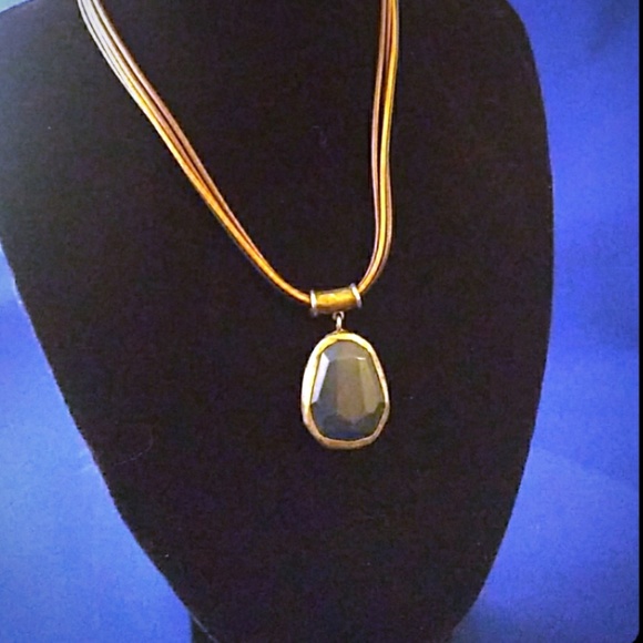 SILPADA Blue Jade Genuine Leather Sterling Silver Slide Pendant Necklace *SALE* - Picture 4 of 8